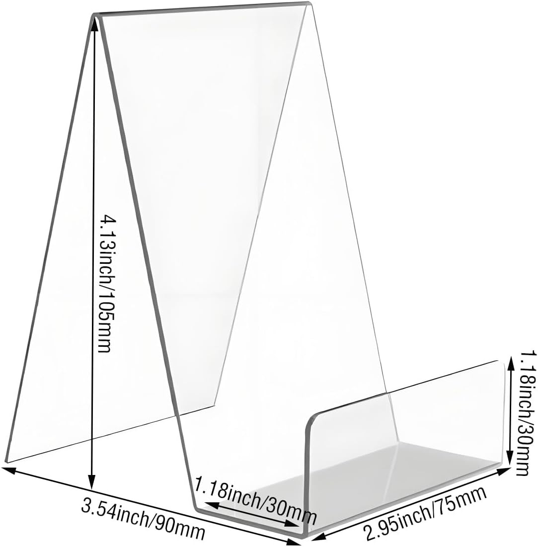 10-Pack Clear Acrylic Display Stands for Tablet, Cd, Photo Album, Brochure Holder, Desktop Easel, Book, Card, Library, Store Shelf, Office and Home - Durable Multipurpose Desktop Organizer