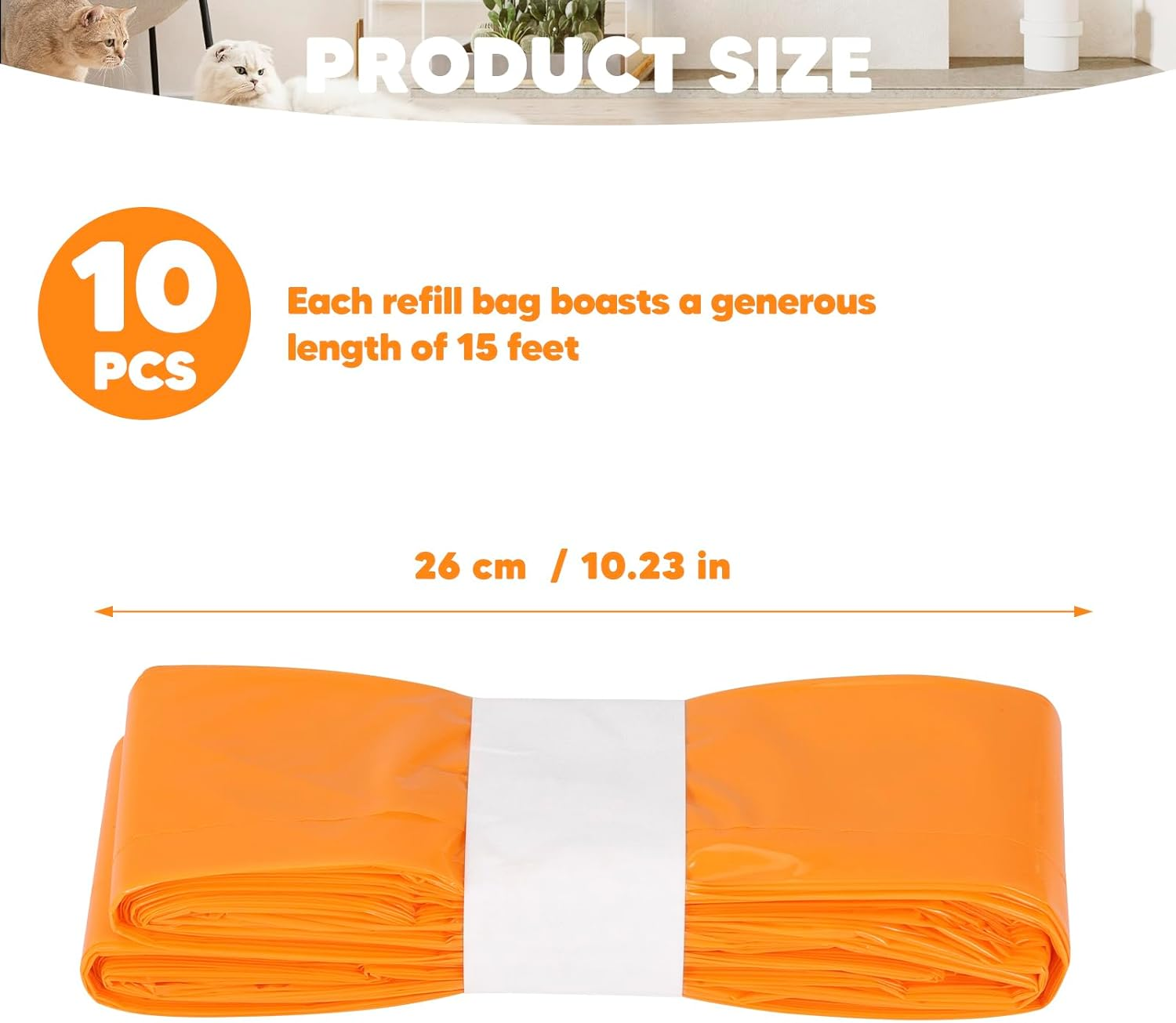 Cat Litter Refill Bags, 4.5 M Refill Bags for Litter, Pack of 10 Refill Container for Cat Litter Compatible with Litter Loose Refill Cassette (Without Cartridge) image number 6
