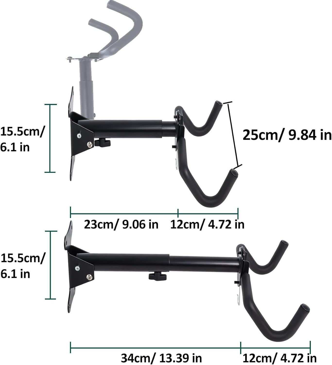Bike Wall Mount Hanger, Telescopic and Adjustable, Suitable for Mountain, Hybrid, and Road Bikes, Space-Saving Garage Storage（Black，2Set) image number 3