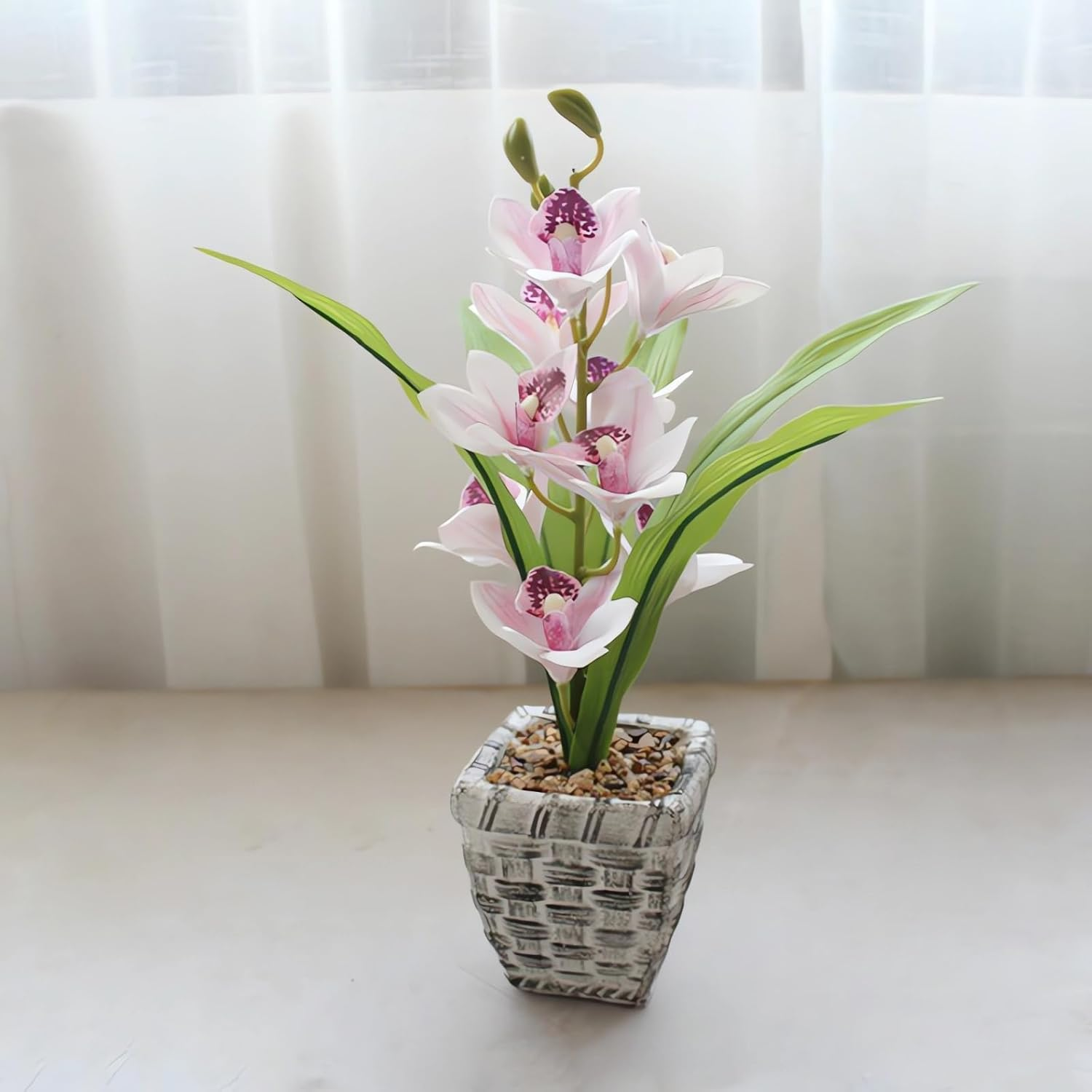 Artificial Flowers with Vase, Artificial Flowers in Vase, Fake Flowers Home Flower Arrangement, Balcony, Hallway, Garden, Bedroom, Living Room, Dining Table Decoration Flower A160 (H Light Purple)
