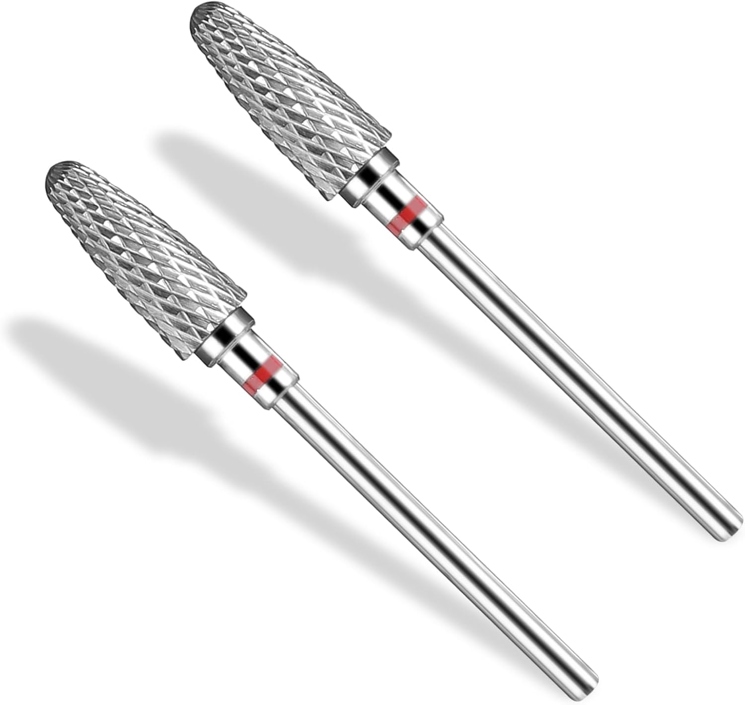 Gjinxi Safety Nail Drill Bits 2 Pcs Carbide Nail Drill Bit Remove Acrylic Hard Gels 3/32" Professional Cone Tungsten Drill Bits for Manicure Pedicure Cuticle Cleaner Polish