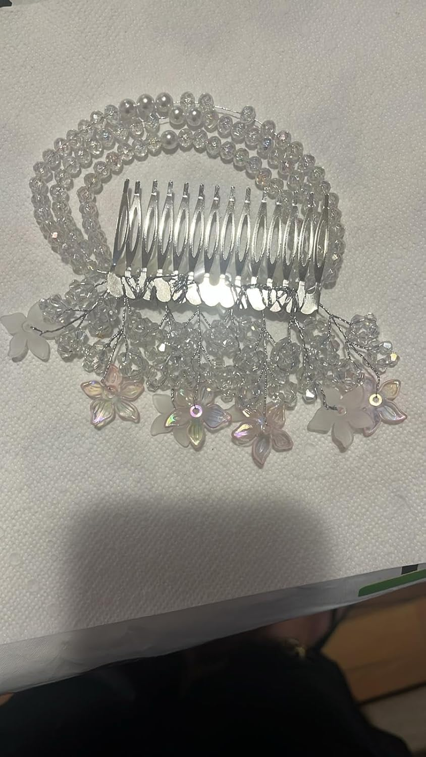 NTY Collections Crystal Wedding Hair Comb, Decorative Bridal Hair Clip Pins Accessories for Women, Party Prom Bridesmaid - Silver Pack of 1