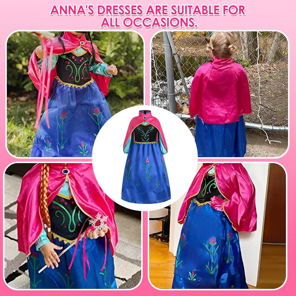 AUTOWT Princess Costume for Girls, Toddler Princess Cosplay Dress up with Cape, Halloween Cosplay Christmas Birthday Party Snow Princess Queen Gown Costume, Aged 3-8 image number 4