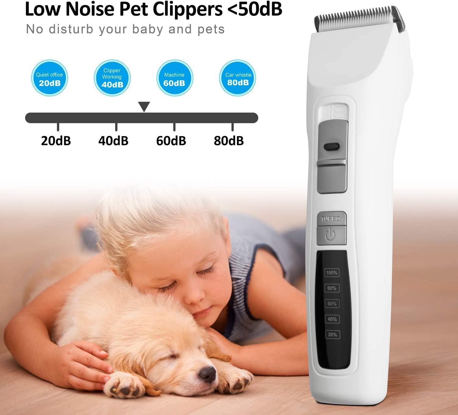 Dog Clippers Pet Hair Grooming Clippers Professional Rechargeable for Small Medium Large Dogs Cats & Other Pets 2-Speed Cordless image number 1