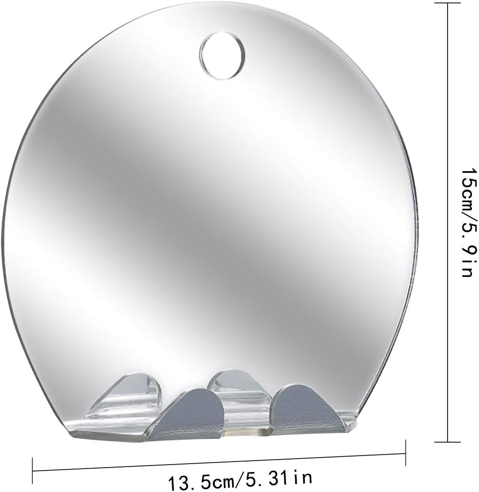 Shower Mirror Travel Mirror Unbreakable Portable Shaving Mirror, Hanging Razor Toothbrush, Round