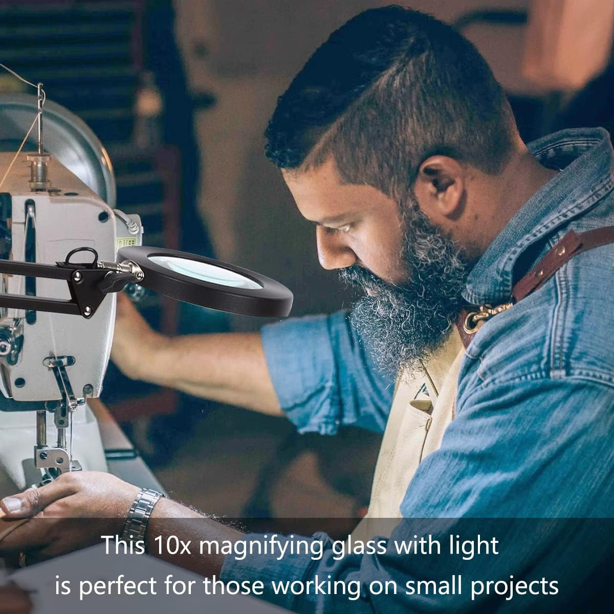 Magnifying Glass with Light and Stand, 10X Magnifying Lamp, 2-In-1 LED Lighted Desk Magnifier with Light, Craft Light Lamp with 3 Color Modes for Close Work Reading Repair Crafts image number 2