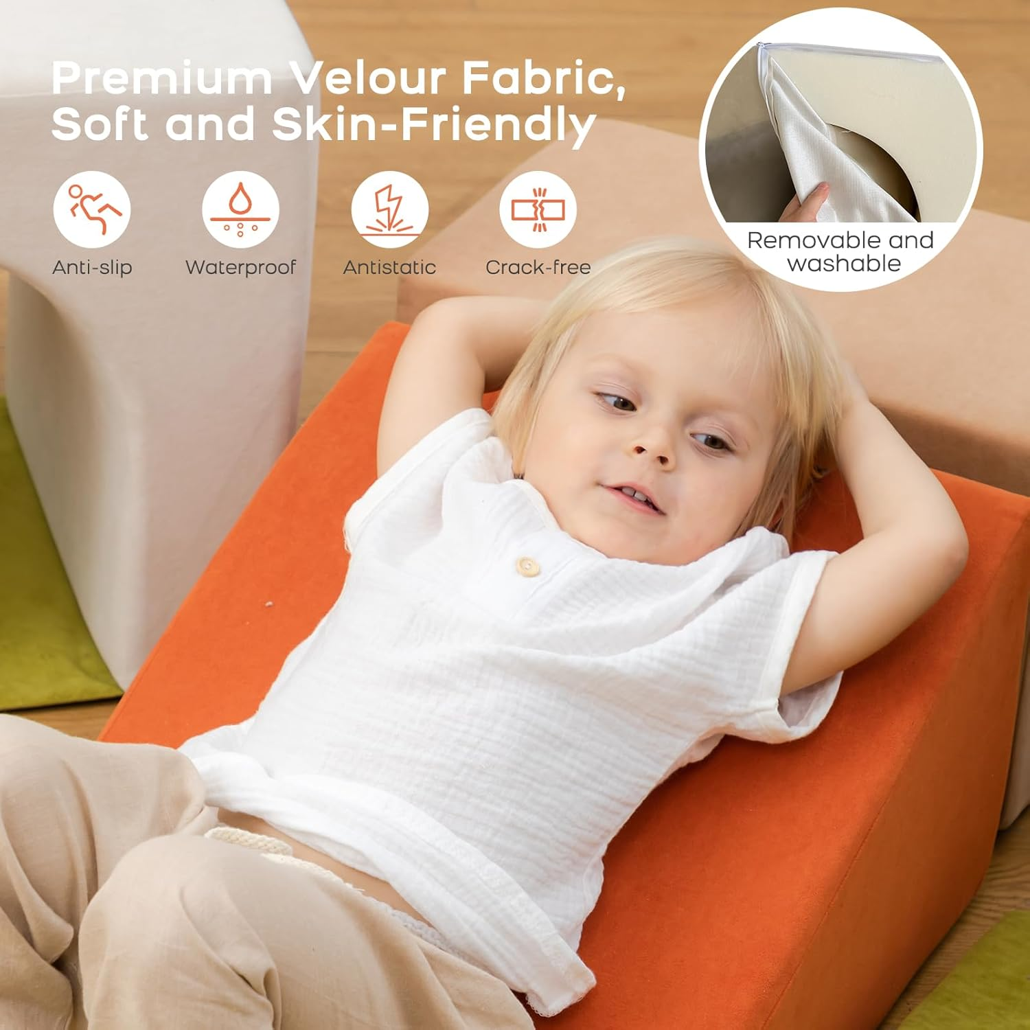 Banasuper Kids Climbing Foam Blocks Playset - 7 Piece Toddler Climbing Toys, Indoor Gross Motor Development Montessori Gross Motor Toy for Babies & Toddlers (Colorful)