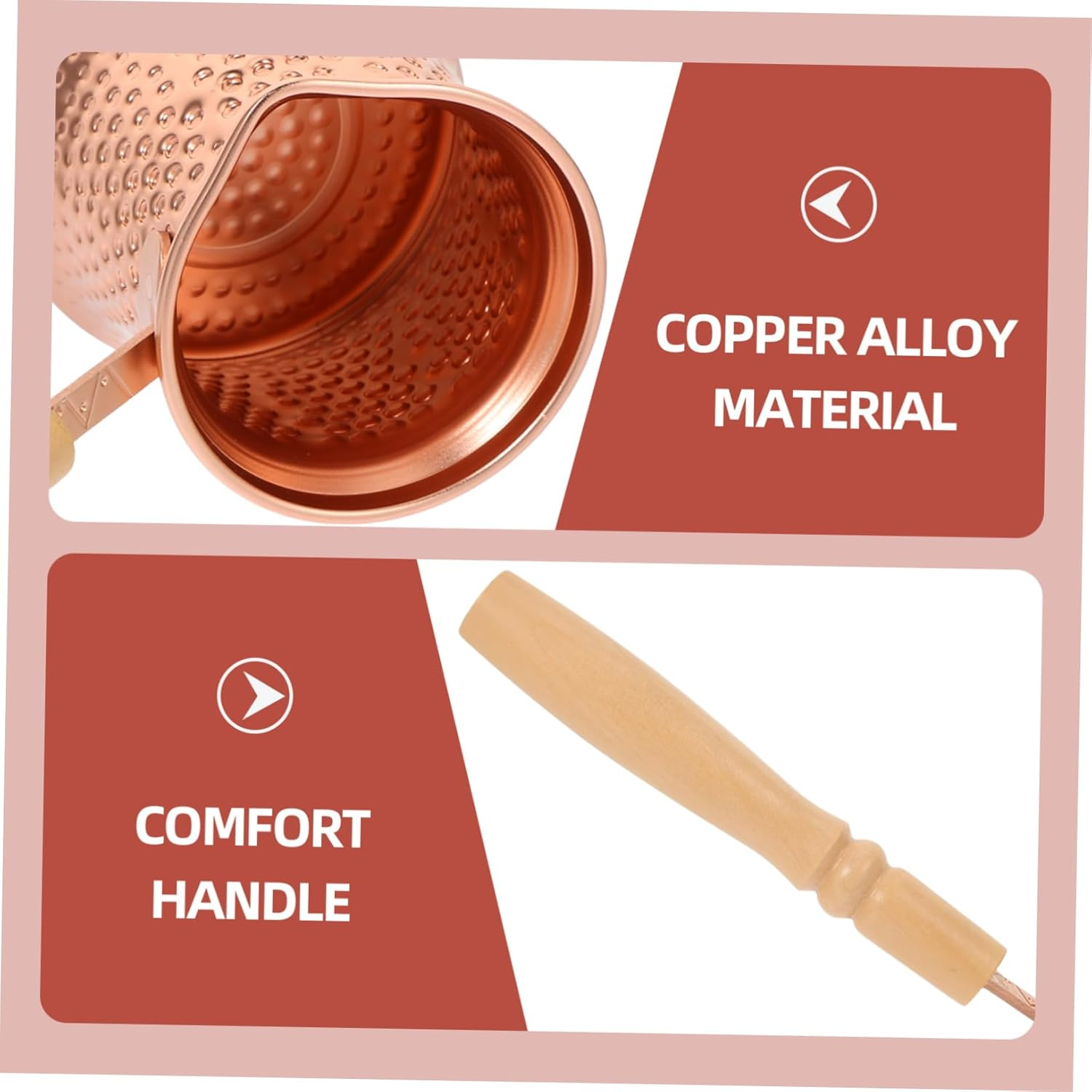 CIYODO Turkish Coffee Pot 350Ml Copper-Coated Espresso Pot with Wooden Side Handle Non-Stick Household for Stovetop Brewing image number 4