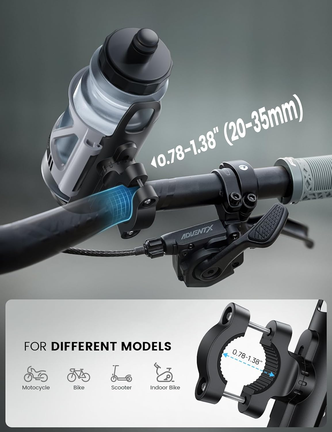 Lamicall Bike Water Bottle Holder - [Tracker Storage] [For Handlebar & Frame] Bike Cup Holder, Bicycle Drink Cage, Cycling Bike Water Bottle Cage with Screws Tool, for 2.28-3.39" Diameter Bottles image number 3