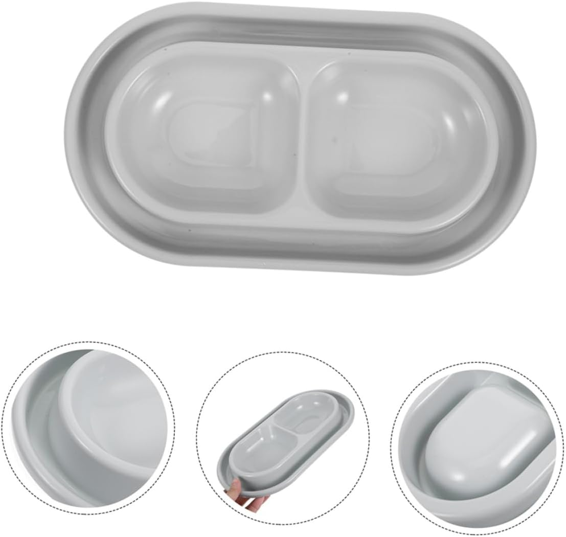 VANZACK PET Feeding Bowls Double Ant-Proof Cat Dog Water Dish Outdoor Dual Compartment Feeder Grey for Small Dogs image number 1