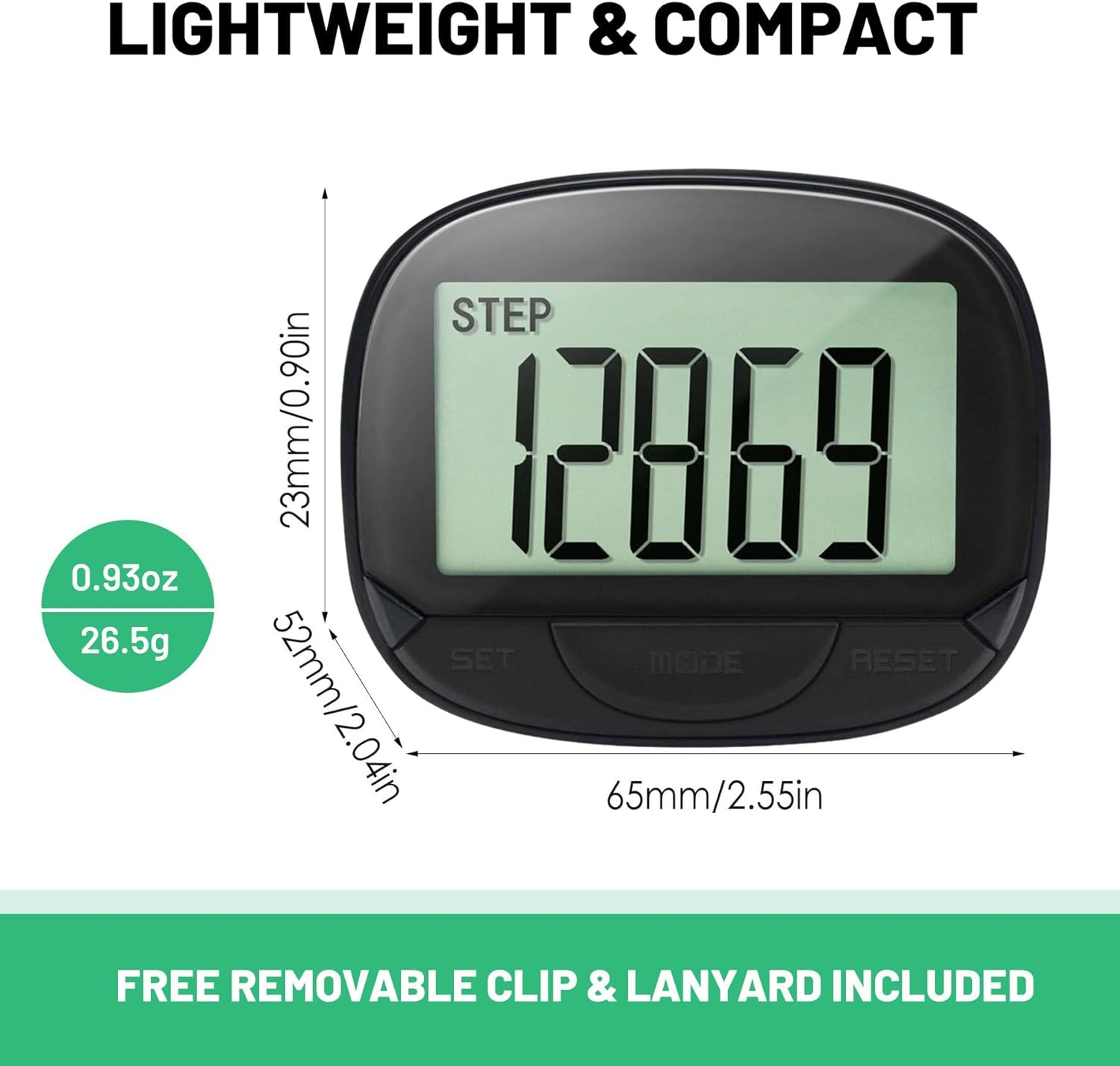 Pedometer for Walking, Large Digital Display and Clip, Pocket Pedometer with Clock, Step Counter for Walking, Accurate Portable and Lightweight Step Counter for Men Women Kids Seniors Dog image number 3