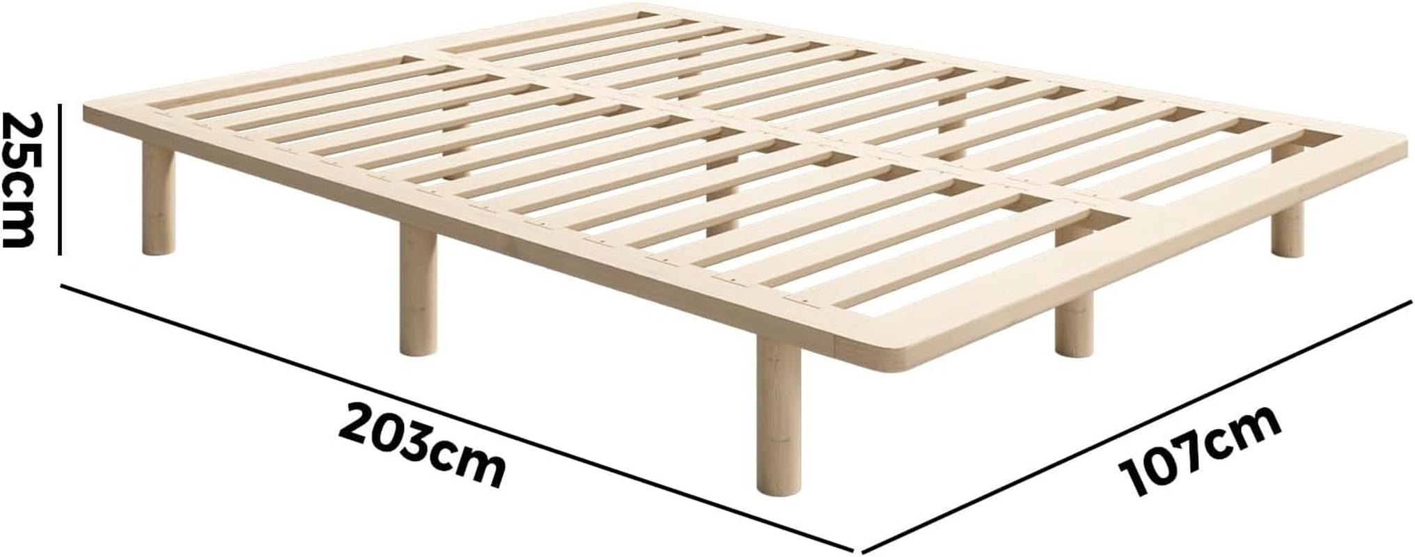 Oikiture King Single Bed Frame Wooden Bed Base Solid Wood Frame Platform Bed image number 5