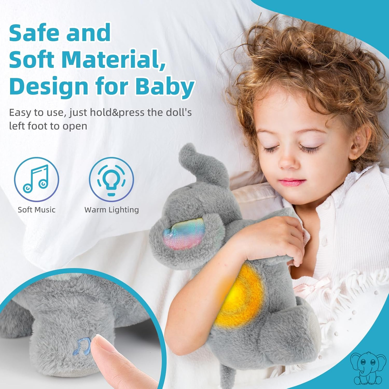 Baby Toy Soothe Portable Plush Sound Machine with Music Lights & Breathing Motion image number 4