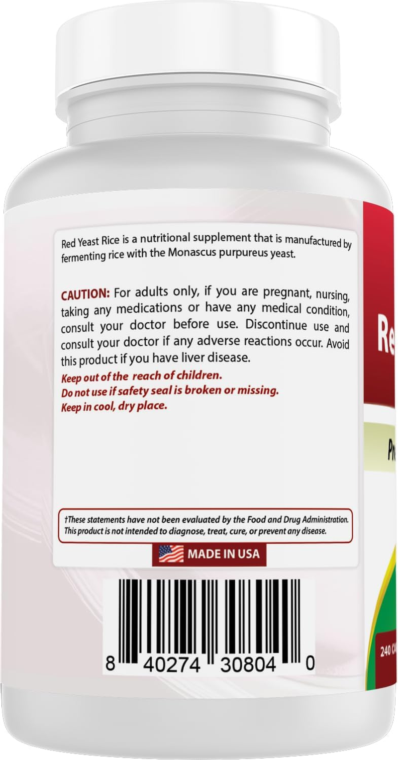 Best Naturals Red Yeast Rice 1200Mg per Serving 240 Capsules - Premium Formula - 3Rd Party Lab Tested image number 5