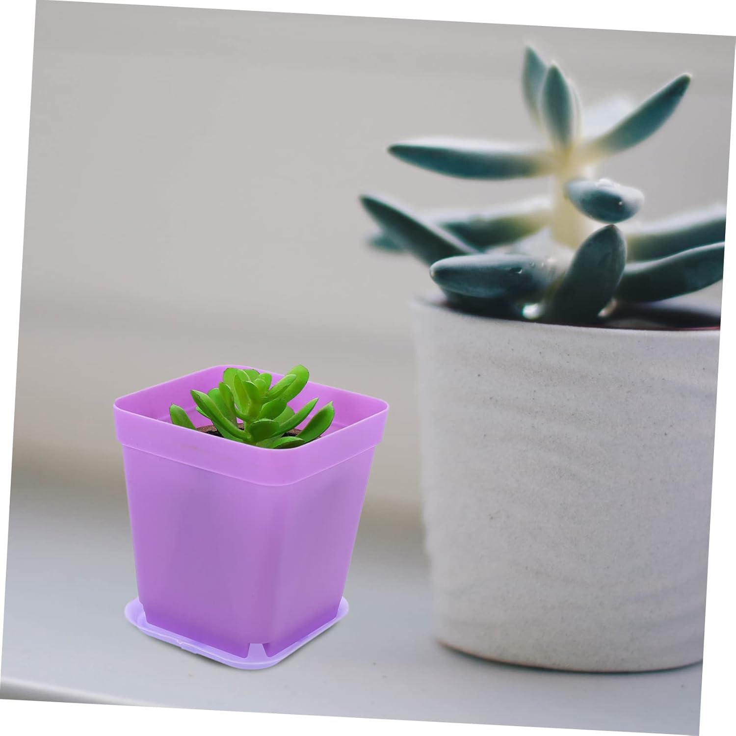 OFFSCH 18Sets Plastic Plant Nursery Pots Succulent Flower Pot for Gardening Trays for Garden Supply and Succulent Outdoor Use image number 6