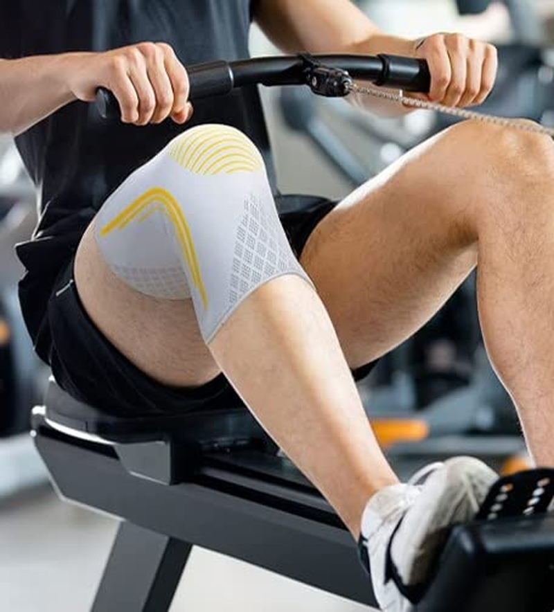 Bracoo Knee Brace, Knee Support, 2 Pack Knee Sleeves, Breathable Knee Compression Sleeve with Side Stabilizers for Gym, Running, Training, for Men & Women, KE92, Black, XL image number 5