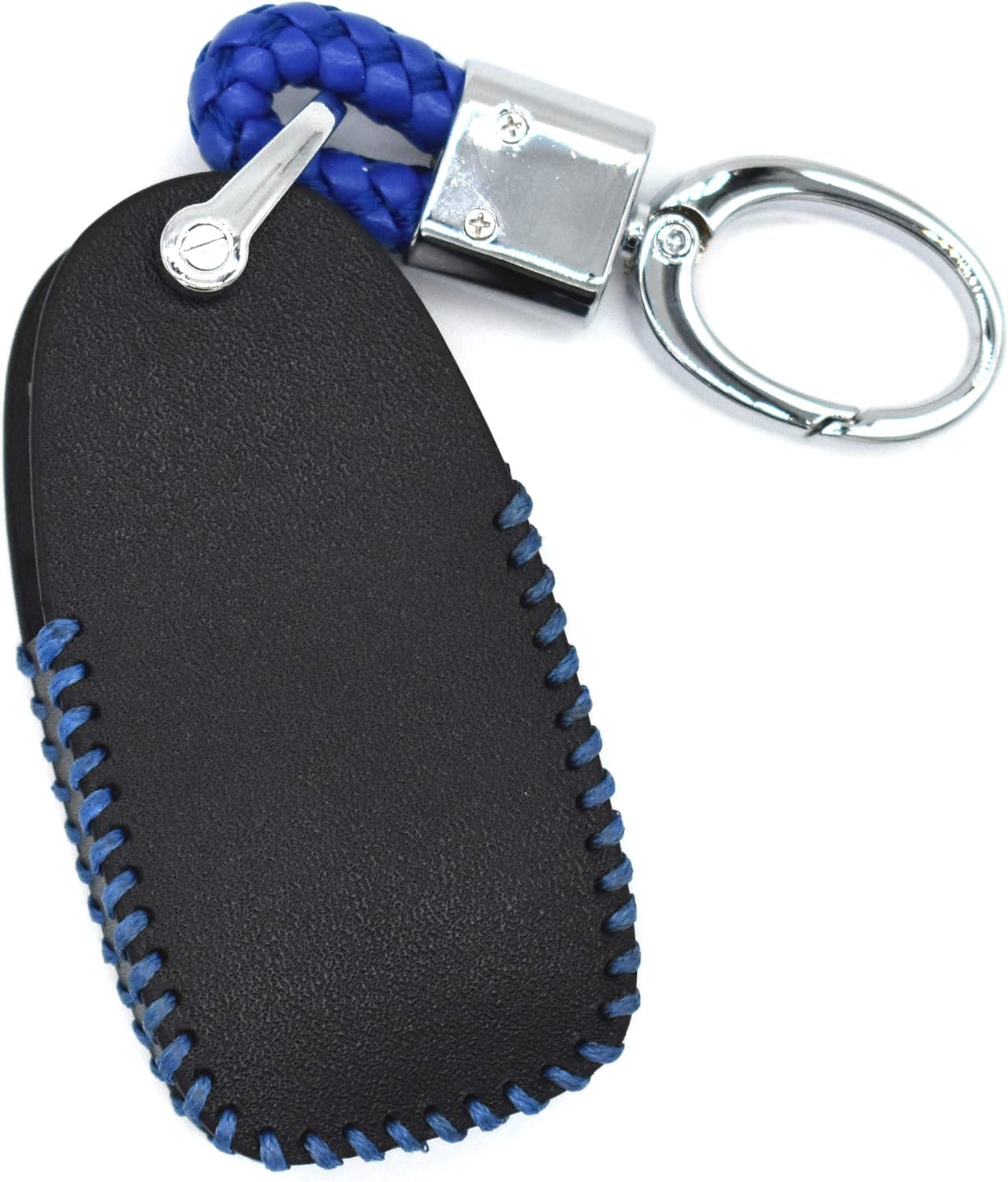 Ontto Genuine Leather Keycase Smart Remote Car Key Fob Cover Shell with Keyring Fit for Subaru Outback XV Forester Legecy Keyless Entry Key Skin Protector Blue String - Blue image number 2