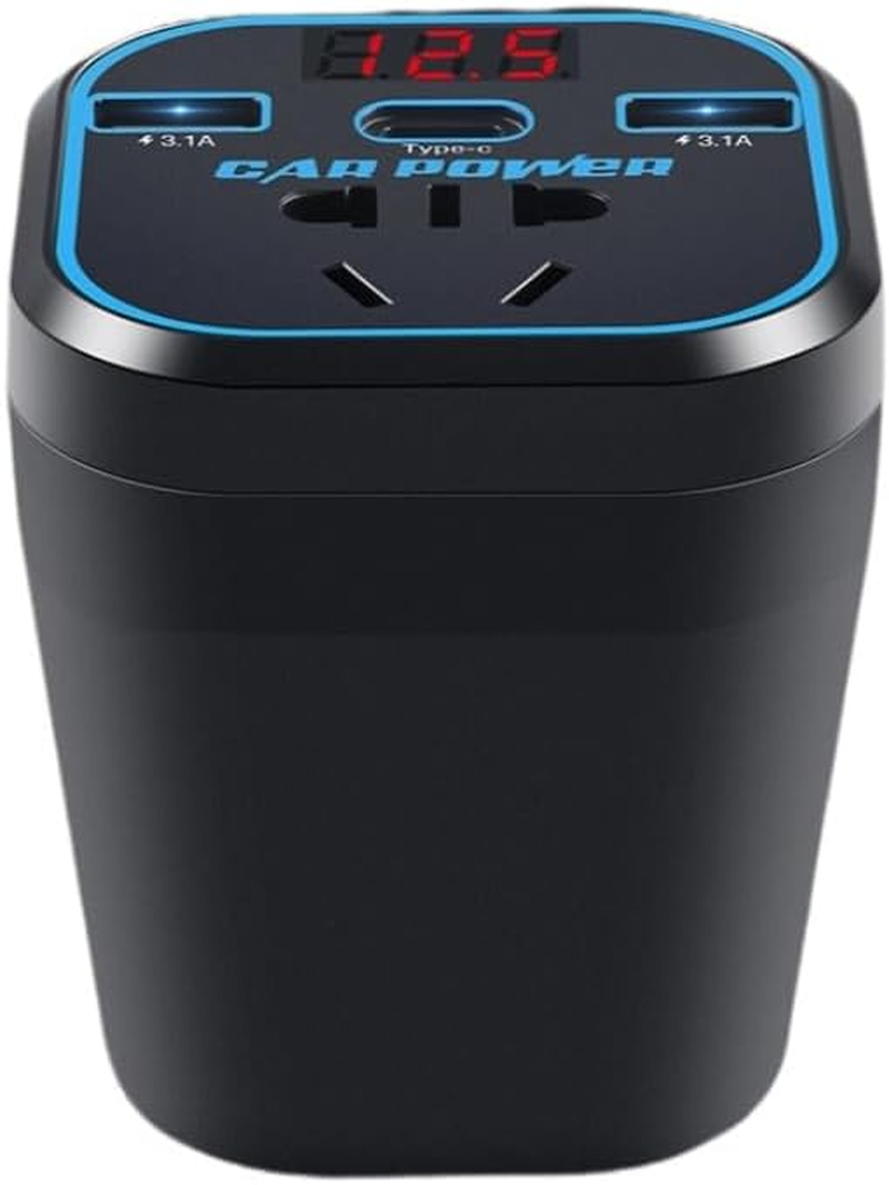 Portable Car Powers Inverter Car Converter Car Powers Outlet Adapter Car Charger Inverter,12V-240V Inverter Lighter, 2USB Ports Type C Invert to Charge Laptop, Tablet, Consoles image number 1