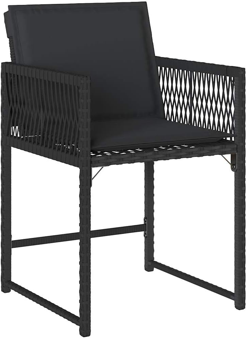 Vidaxl Light Grey Poly Rattan Garden Chairs with Cushions - Set of 4, Weather- Outdoor/Indoor Dining Seating, Foldable Backrest and Washable Covers for Patio, Deck, Lounge Area