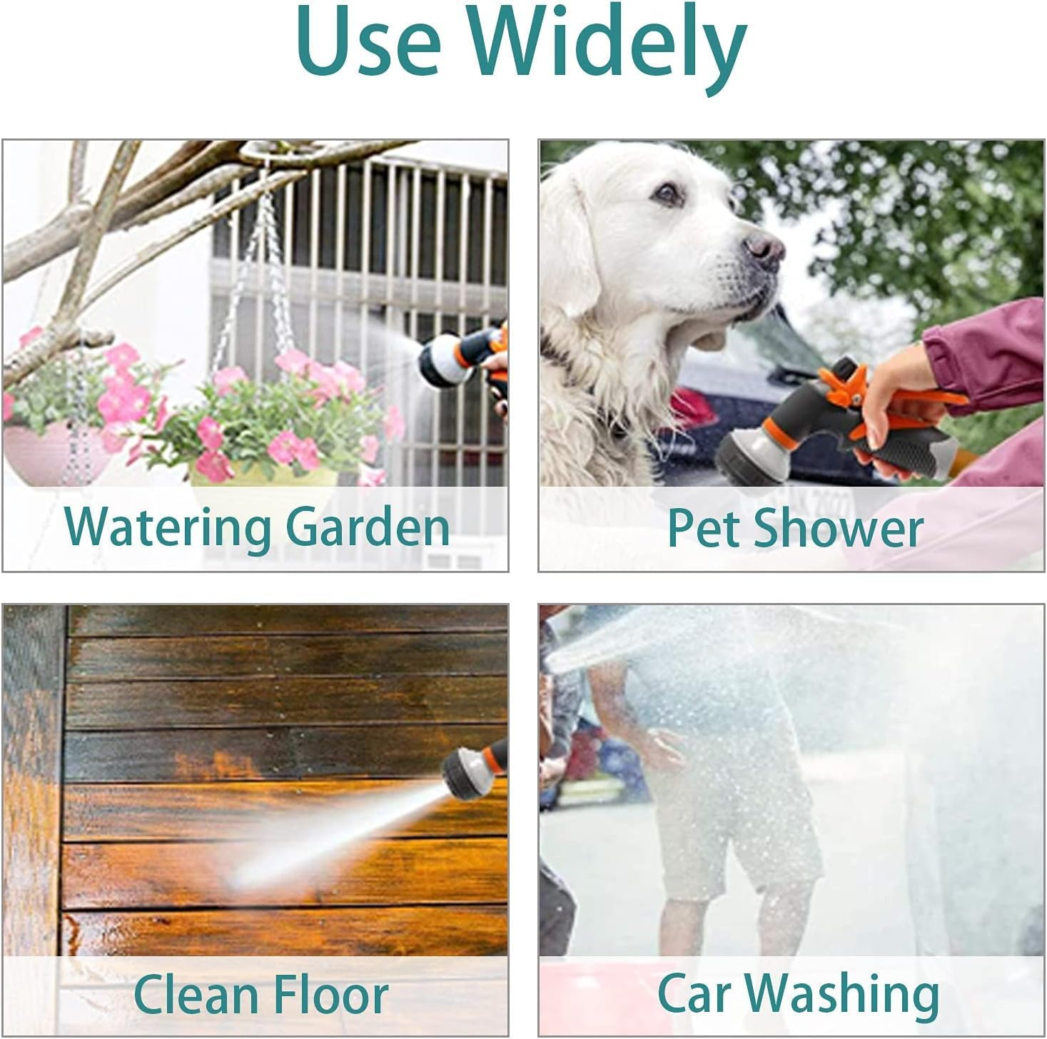 Water Nozzle Set, High Pressure Garden Hose Nozzle with 4 Pcs Quick Connect Adapter for Watering, Multi Garden Hose Spray Gun with 8 Adjustable Watering Patterns for Plants, Garden Hand Spray Nozzle image number 4