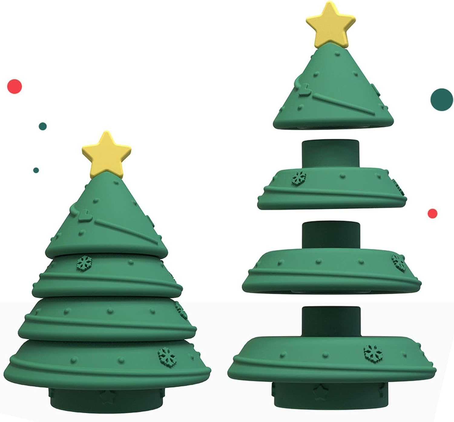 Stacking Blocks Toys - Christmas Tree Stacking Teether Toy - Early Educational Learning Stacking Blocks Tower, Christmas Kids M/B image number 3