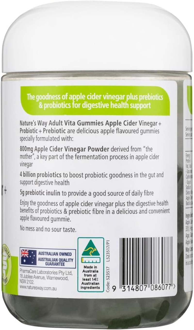 Nature'S Way Adult Apple Cider Vinegar + Prebiotic + Probiotic Vita 50 Gummies