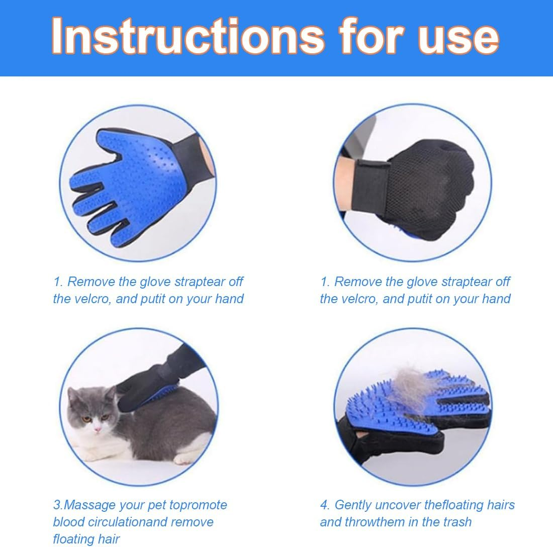 1 Pair of Grooming Glove Massage Dog Cat Cleaning Brush Bath Animals Massage Comb I Pet Brush Glove I Massage Brush I Cat Accessories Bathing and Massaging for Dogs and Cats image number 1