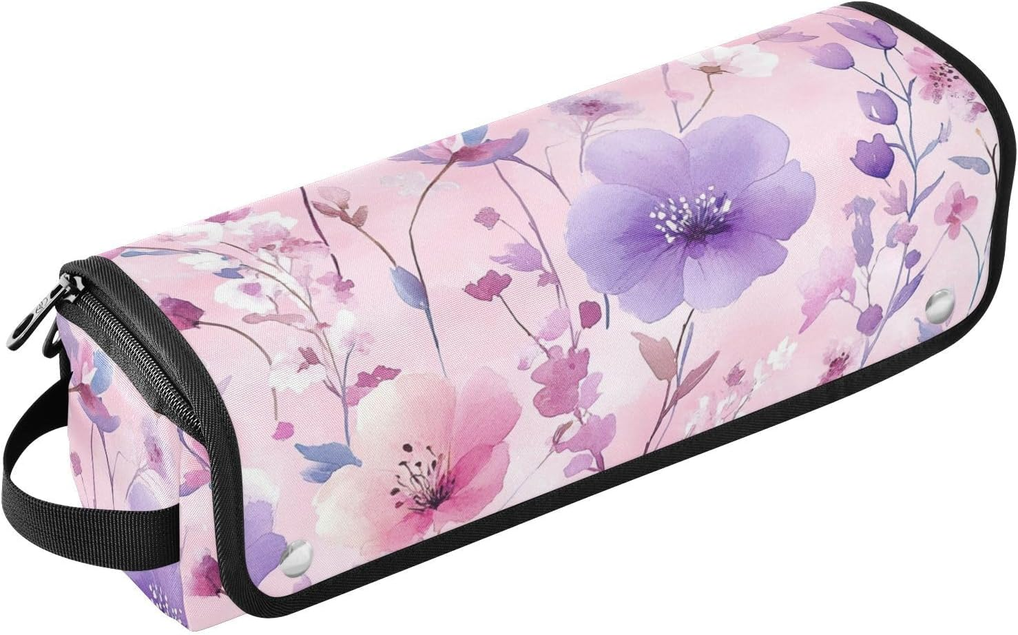 Hair Tool Travel Bag for Women with Removable Heat Resistant Mat Large Hair Straigheners Travel Case for Flat Irons, Straighteners, Curling Irons, Flowers Peach Purple Travel Bag for Hair, Flowers image number 3