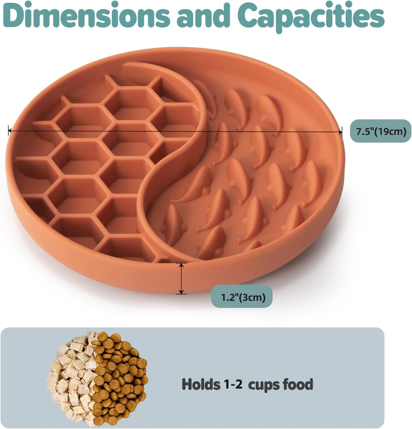 Slow Feeder Dog Bowls, Silicone Pet Food Bowls with Suction Cups, Non-Slip Dog Feeding Slow down Pet Eating Speed for Fast Eaters, Anxiety Relief & Fun Added (Orange) - Brown image number 3