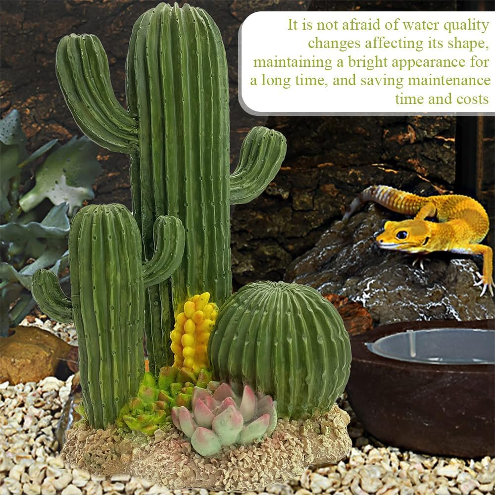 Artificial Cactus Statue/Simulated Cactus Ornament,Plants Terrarium Decoration & Desert Decor,Reptile Box Decoration for Reptile Animal Enclosures image number 5