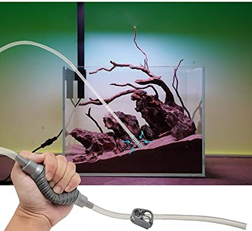 10 Gallon Fish Tank Cleaner and Aquarium Water Changer Siphon with a Thinner Water Tubing. Perfect for Cleaning Small Fish Tanks, Gravel Vacuum for Aquarium Kit (Grey) - Green image number 3
