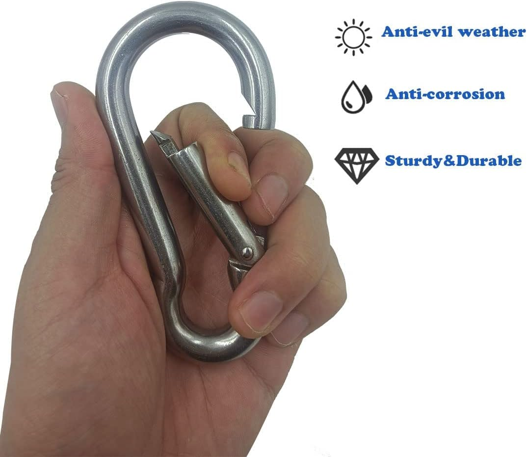 5 Pcs 4 Inch Carabiner Spring Snap Hook 304 Stainless Steel Heavy Duty Carabiner Clip image number 2