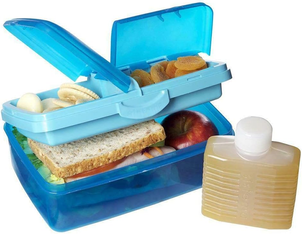 Sistema Lunch Slimline Quaddie Lunch Box with Water Bottle | 1.5 L Air-Tight and Stackable Food Storage Container | Assorted Colours image number 3