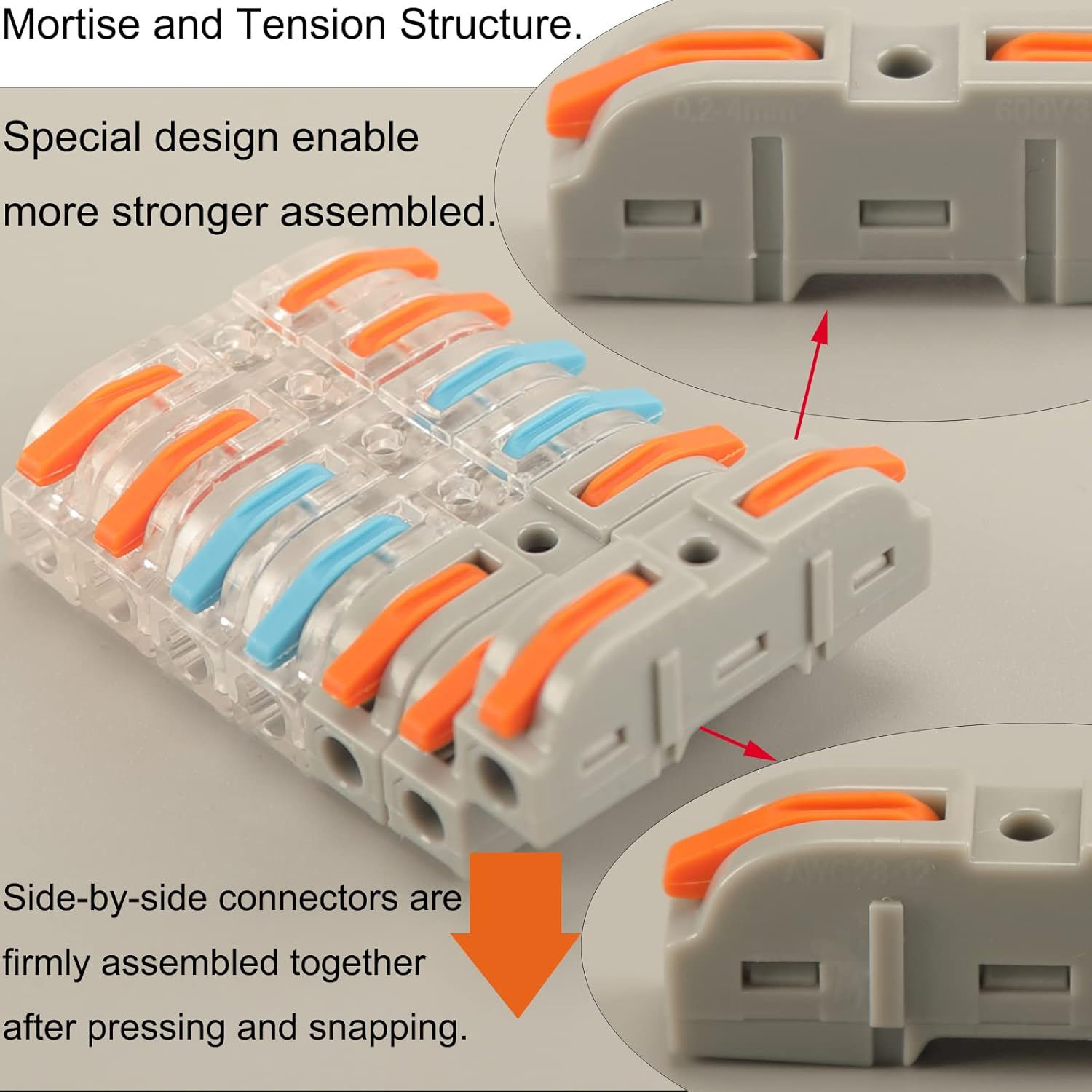 30Pcs Lever Wire Connectors, 1 Conductor Compact Wire Connectors, 1 to 1 Inline Electrical Connectors, DIY Compact Splicing Wire Connectors, Quick Connect Wire Connectors Butt Terminals image number 5