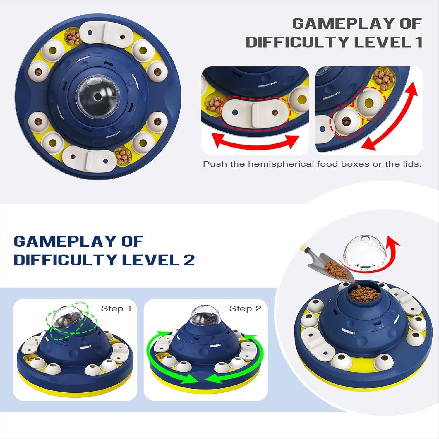 KADTC Level 2 in 1 Advanced Dog Wobble Puzzle Toy for Smart Small/Medium/Large Dogs Brain Mental Stimulation Puppy Cognitive Treat/Food Puzzles Feeder Slow Eating Mind Game Enrichment Toys image number 4