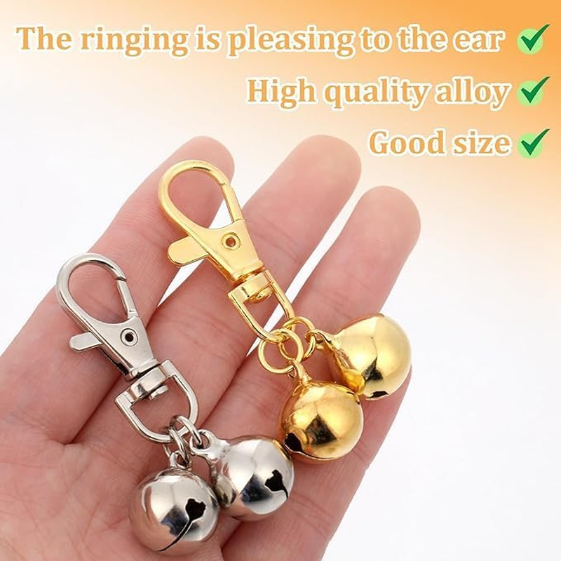 Fokmuaex 4 Pcs Pet Bells for Dog Cat - Gold & Silver Training Bells, Decorative Charm Pendants Jewelry for Pet Necklace Collar Accessories image number 5