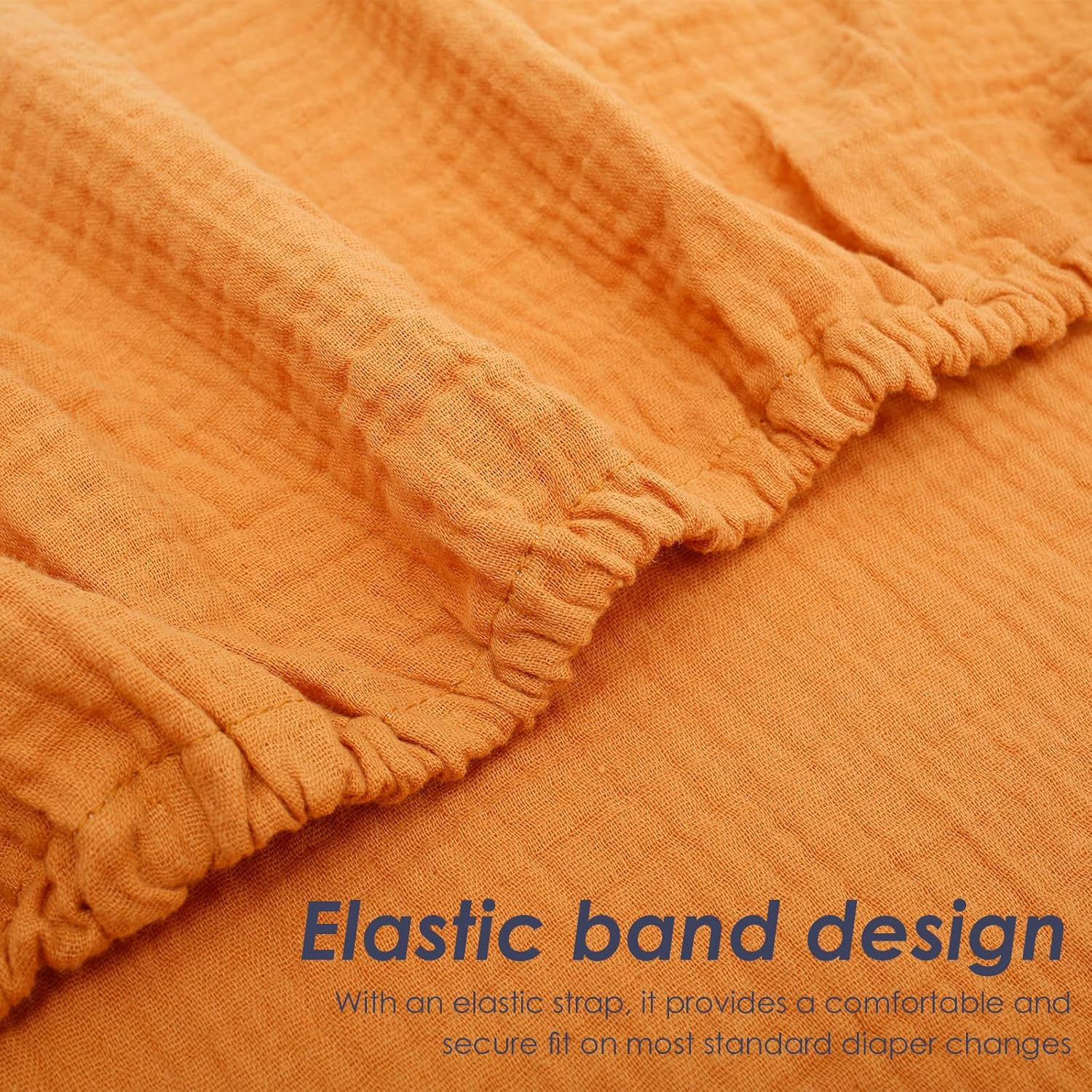 2Pcs Changing Pad Cover, Cotton Diaper Changing Pad Cover with Elasticated Straps, Soft Breathable Changing Pad Sheets Cover, Diaper Changing Pad Cover Suitable for Girls and Boys - Apricot Caramel Color image number 2