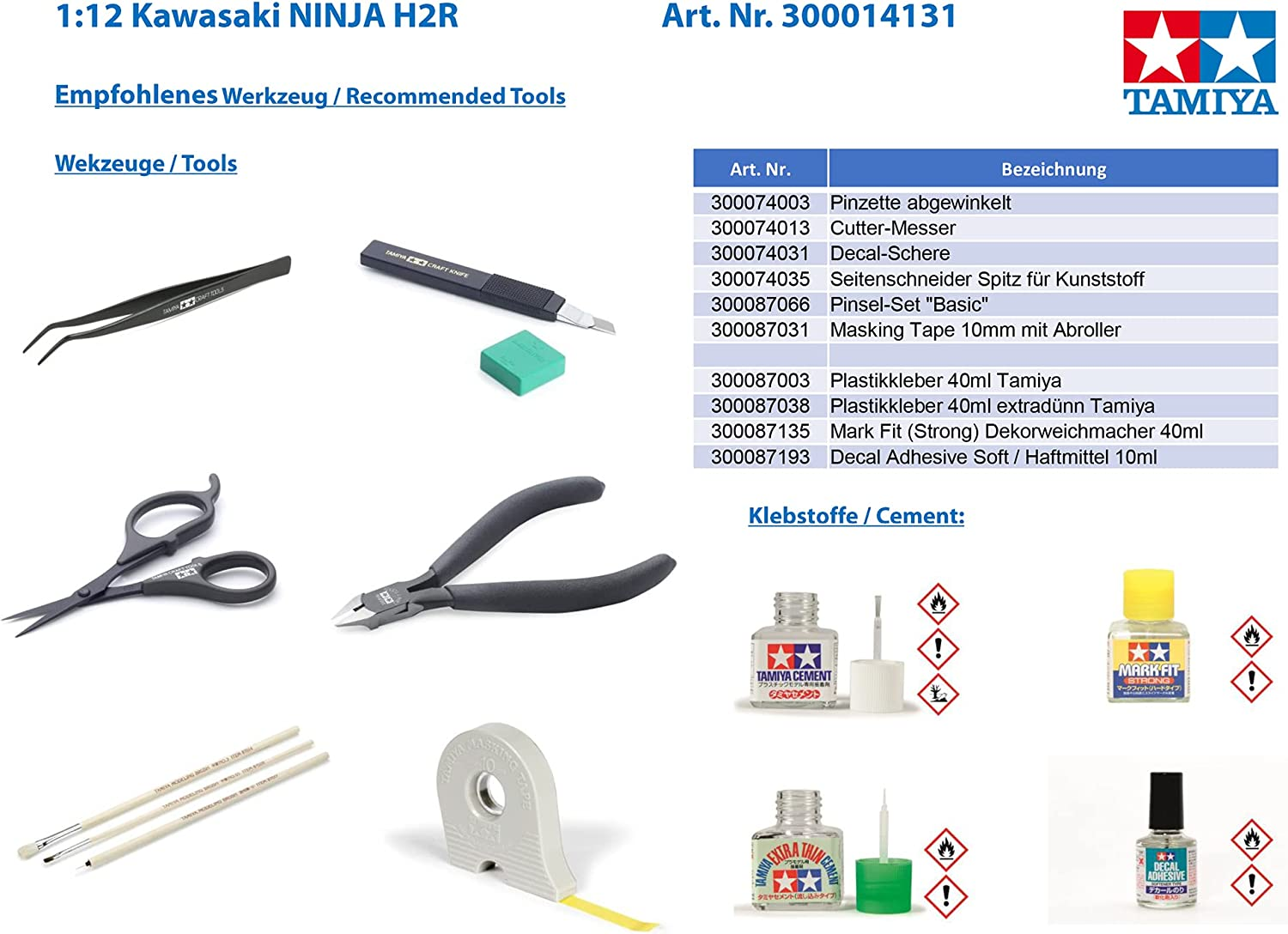Tamiya Kawasaki Ninja H2R 1:12 Scale Model Kit image number 6