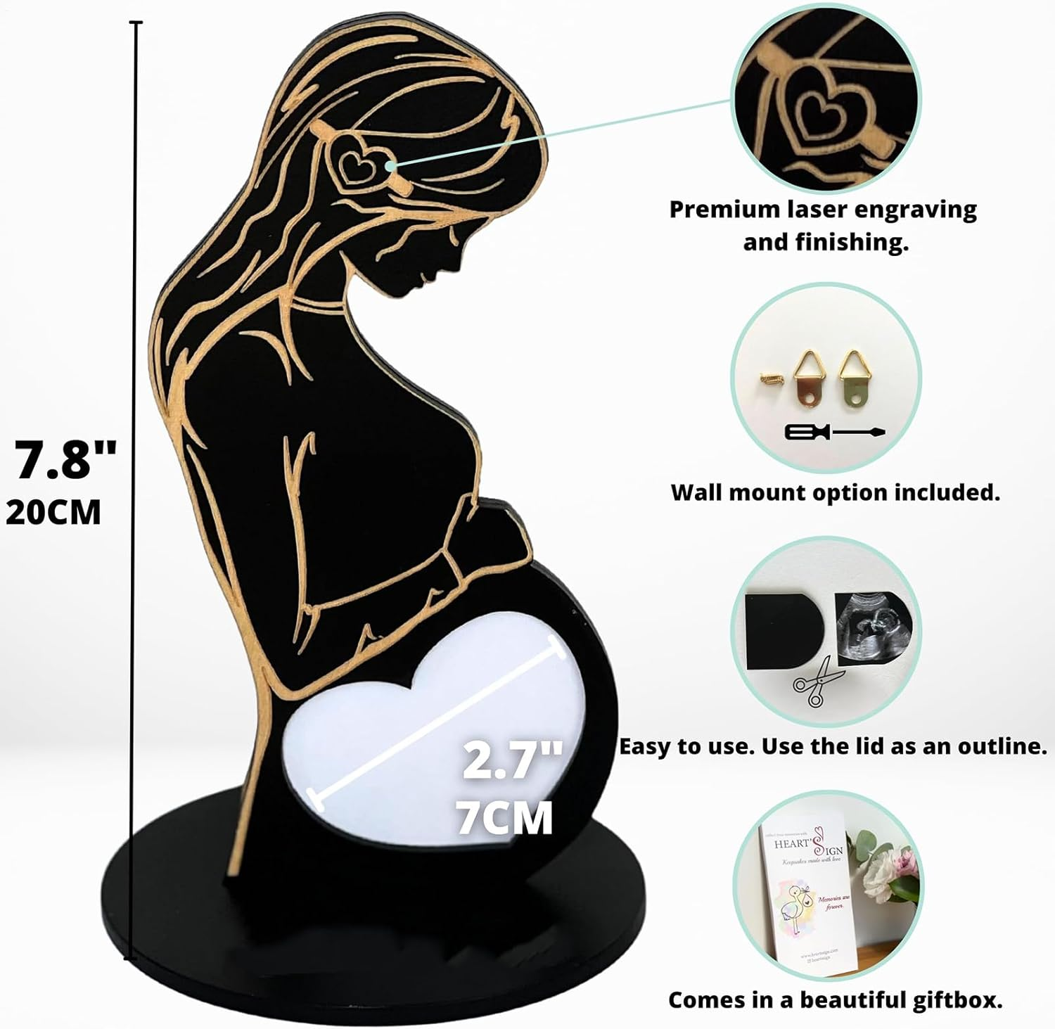 Heart'S Sign Baby Scan Picture Frames - Baby Scan Photo Frames Pregnancygifts for New Mum to Be | Uniquescan Framegifts for Pregnant Women, 20X12X0.5 Cm image number 2