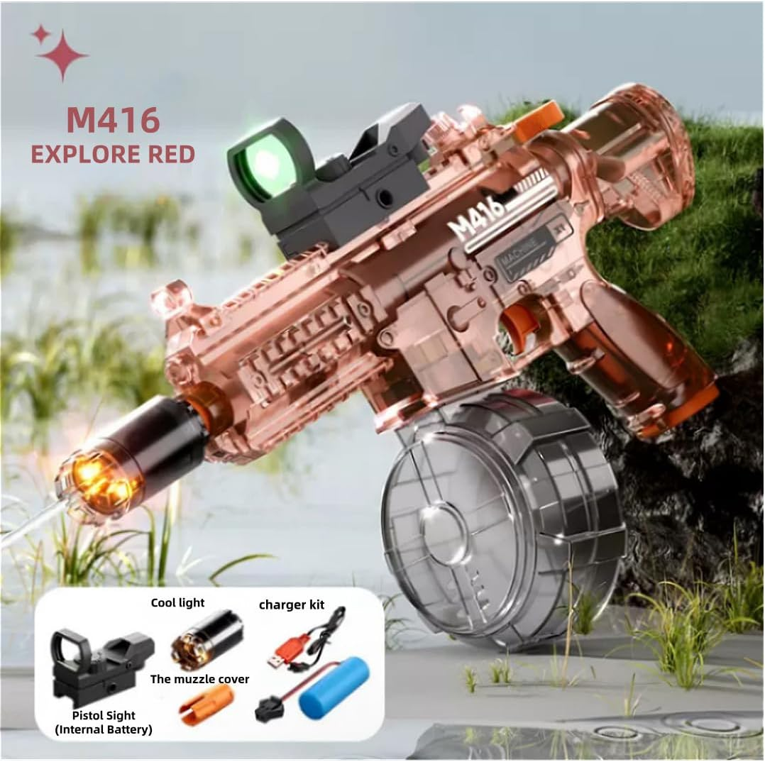 2025 Upgraded Electric Water Gun, Long Range Automatic Water Blaster with LED & Fast Charging, Durable Outdoor Super Soaker for Kids Adults (Electirc Water Gun-M416) image number 2