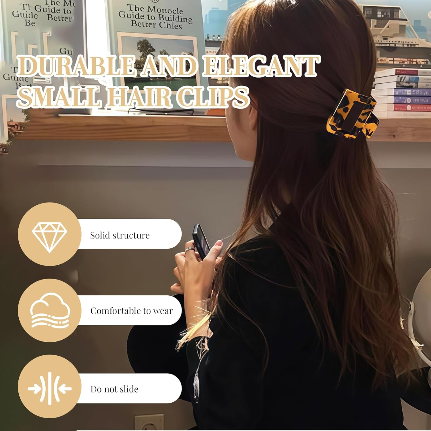 Pack of 6 Matte Hair Clips for Women Girls, Hair Claw Clip, Rectangular, Non-Slip Hair Clips for Thin/Thick Hair for Everyday, Party (5 Cm) image number 2