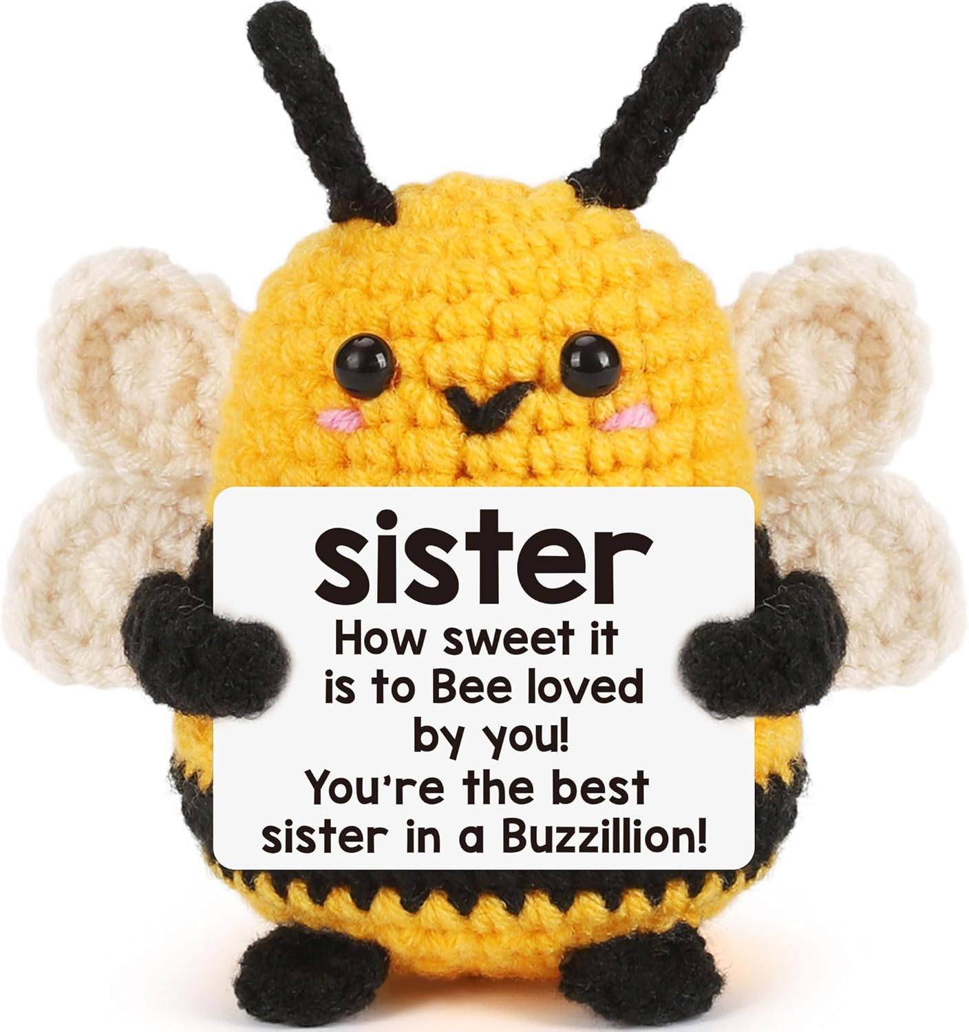 Emotional Crochet Positive Bee Gifts for Coworker Suppport Teacher Appreciation Inspirational Cheer up Unique Christmas Stocking for Grandma Moms Mothers Day Birthday Valentines Friend Sister Mini Bee