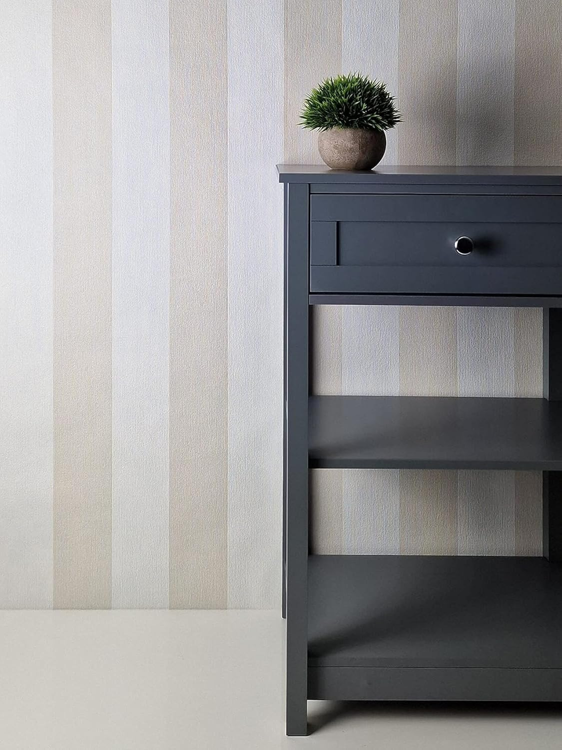 WALLCOVER Beige Non-Woven Wallpaper Stripes Country House White Lines Modern Block Stripe Wallpaper Fine Structure 10.05 X 0.53 M Made in Germany - Black And White Contrast image number 4