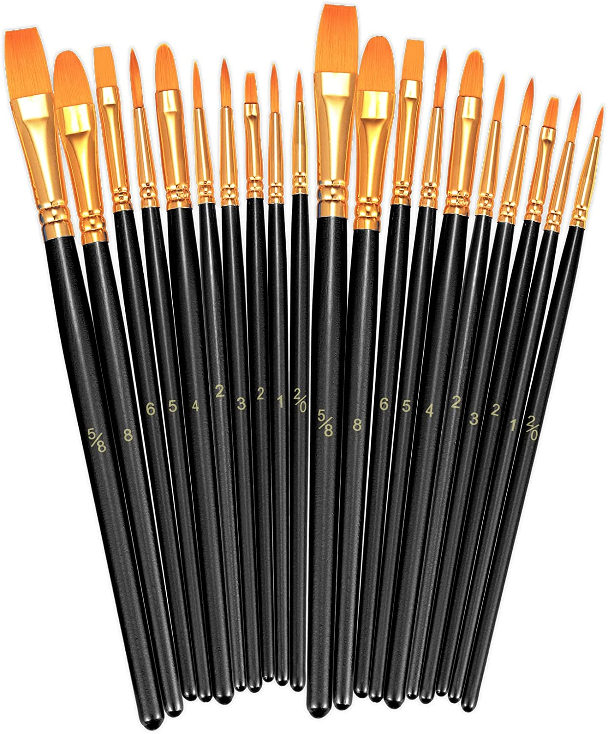 BOSOBO Paint Brushes Set, 2 Pack 20 Pcs round Pointed Tip Paintbrushes Nylon Hair Artist Acrylic Paint Brushes for Acrylic Oil Watercolor, Face Nail Art, Miniature Detailing & Rock Painting, Blue