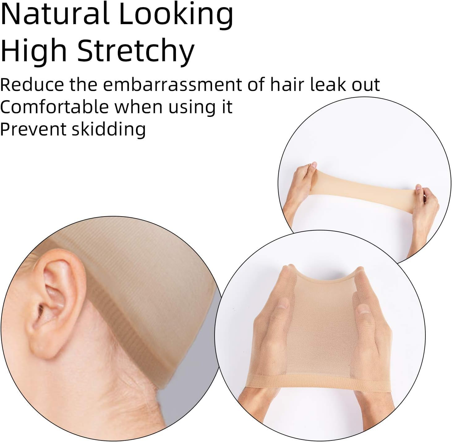 Wig Caps, 6 Pcs Stretchy Nylon Stocking Wig Cap Ultra Thin, Unisex to Hold in Place for Women Men, Breathable Net for Long Short Hair