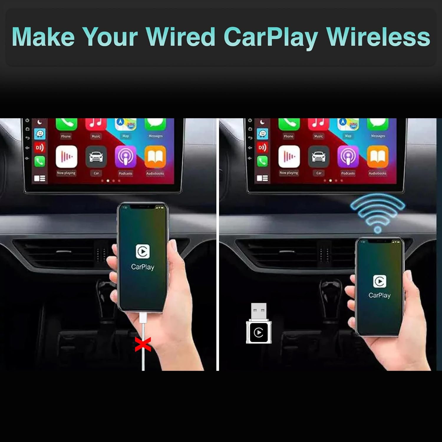 Laser Wireless Carplay Android Auto Micro Dongle &ndash; World&rsquo;S Smallest Adapter with Fast A7 Chip, Dual Wifi Bluetooth, Plug & Play, Siri Google Voice Assistant, USB-A & USB-C Support image number 1