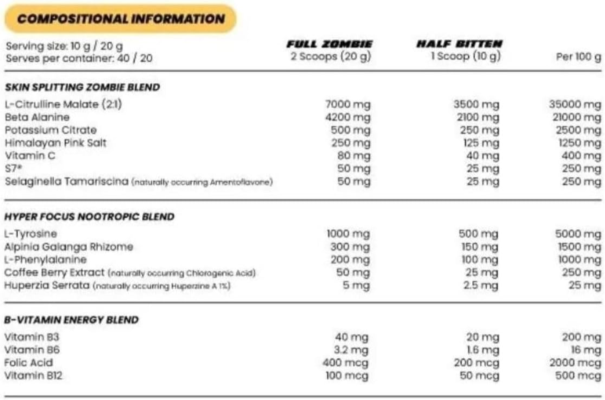 Zombie Labs Pumpz Non-Stim Pre Workout Sour Gummy 40 Serves image number 2