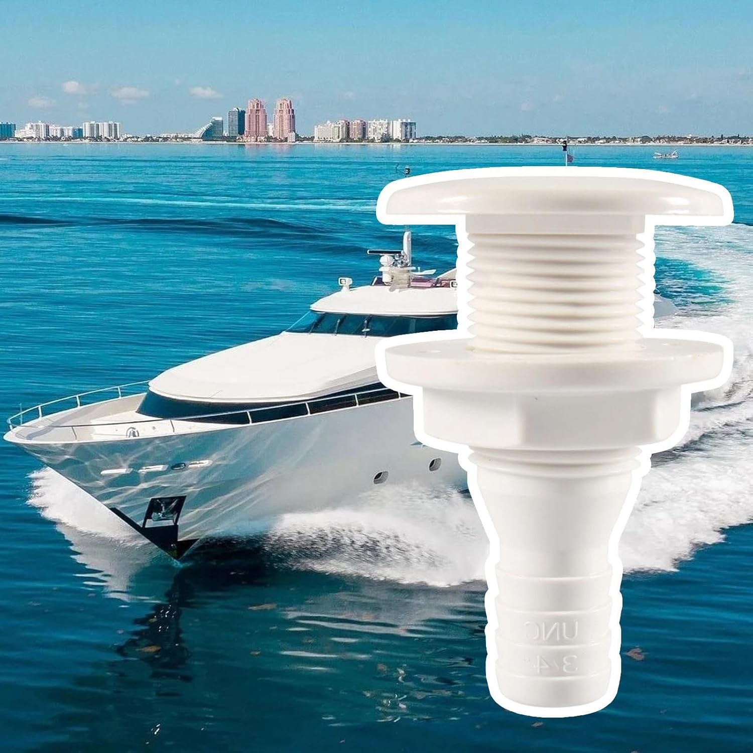 Boat Thru Hull Fitting - Plumbing Fitting Marine,Straight Marine Accessories, Floor Deck Drain for Boats Yachts image number 3