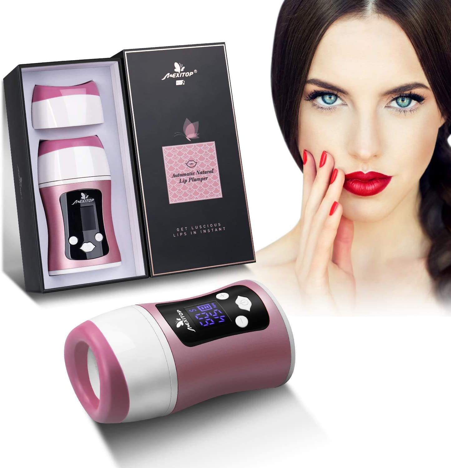 Upgraded Automatic Lip Plumper Device Smart Control Digital Display USB Charging for Lips Makeup (Pink) image number 3