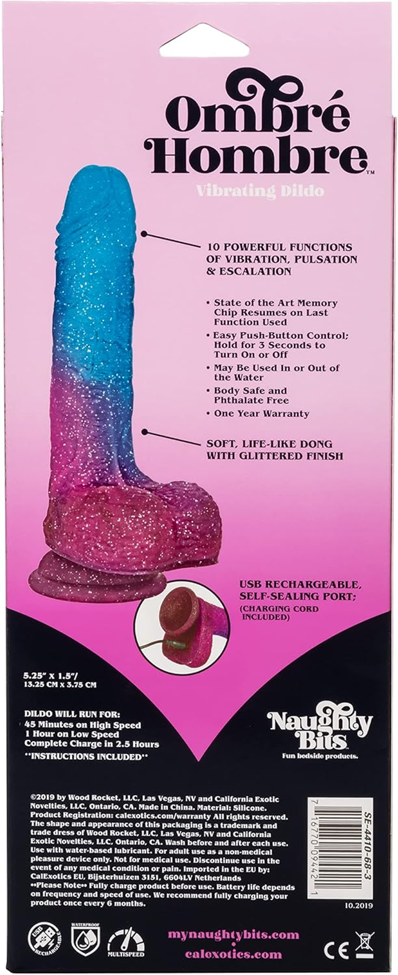 Calexotics Naughty Bits Ombre Hombre Vibrating Dildo image number 1